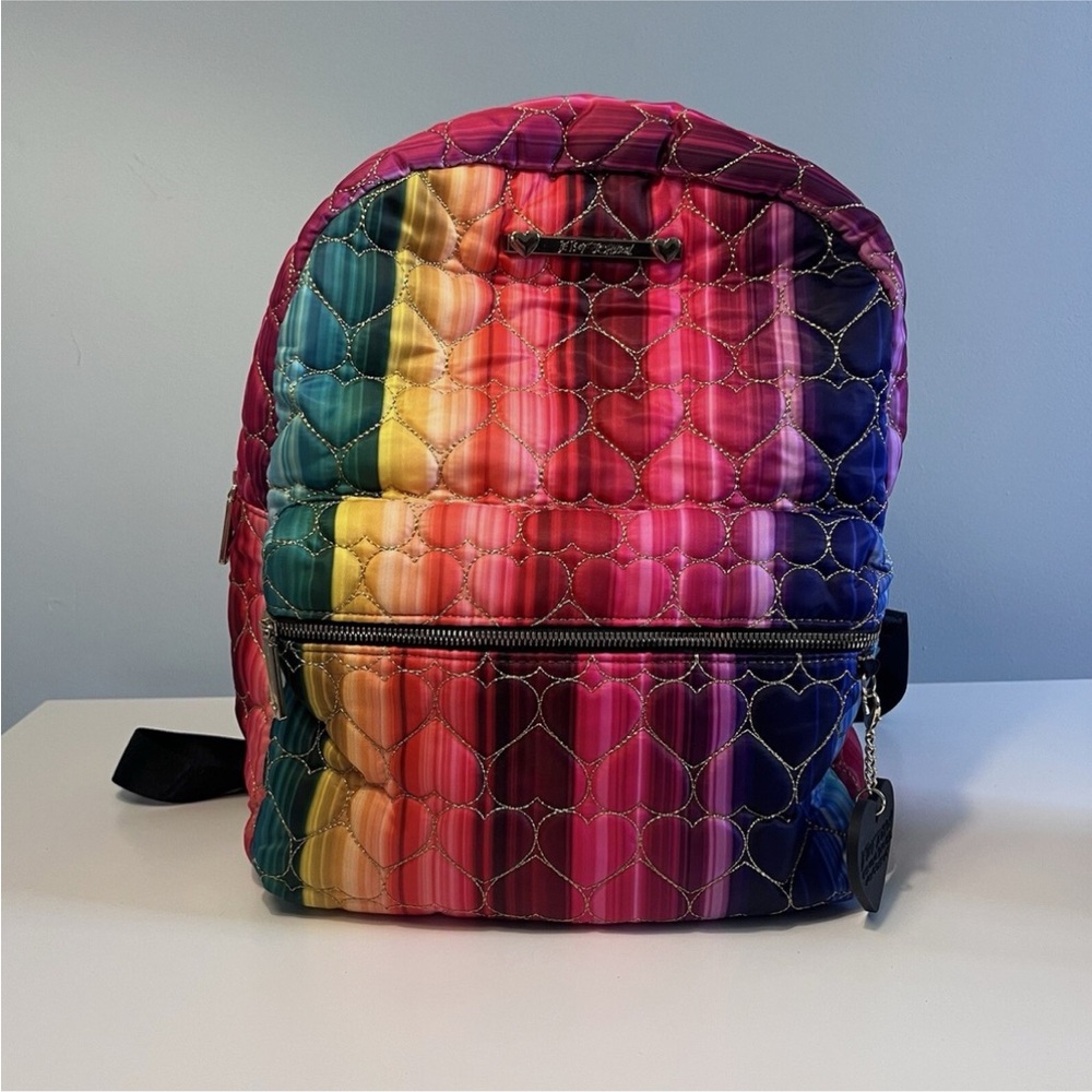 Betsey Johnson Multicolor Heart Quilted Backpack